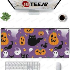 Cats Boos Pumpkins Halloween Pattern TeeJB Mouse Pad