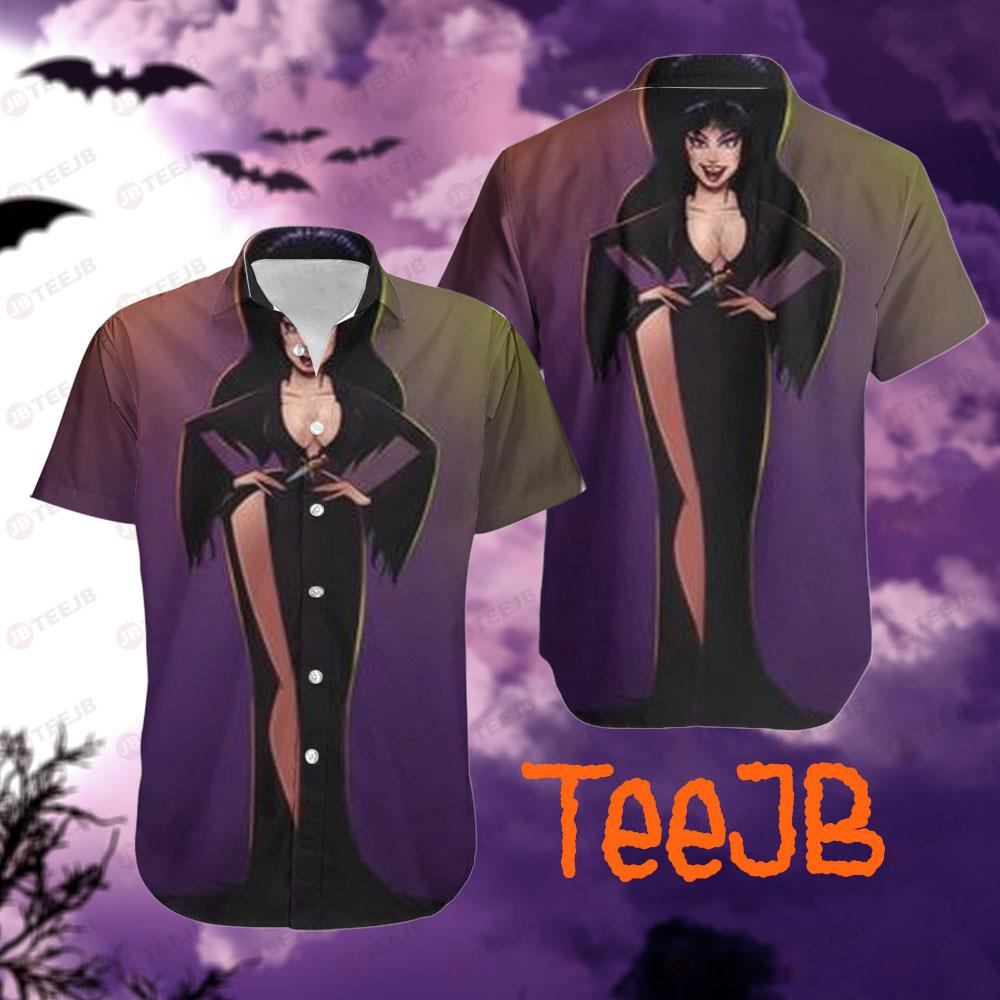 Cool Art Elvira Mistress Of The Dark Halloween TeeJB Hawaii Shirt