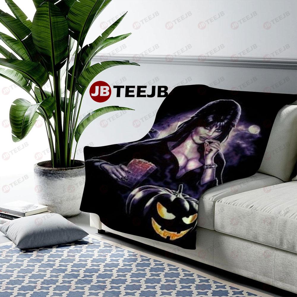 Crown Pumpkin And Elvira Mistress Of The Dark Halloween TeeJB US Cozy Blanket
