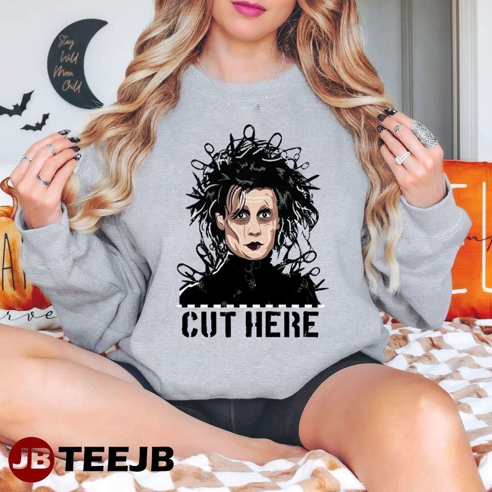 Cut Here Edward Scissorhands Halloween TeeJB Unisex T-Shirt