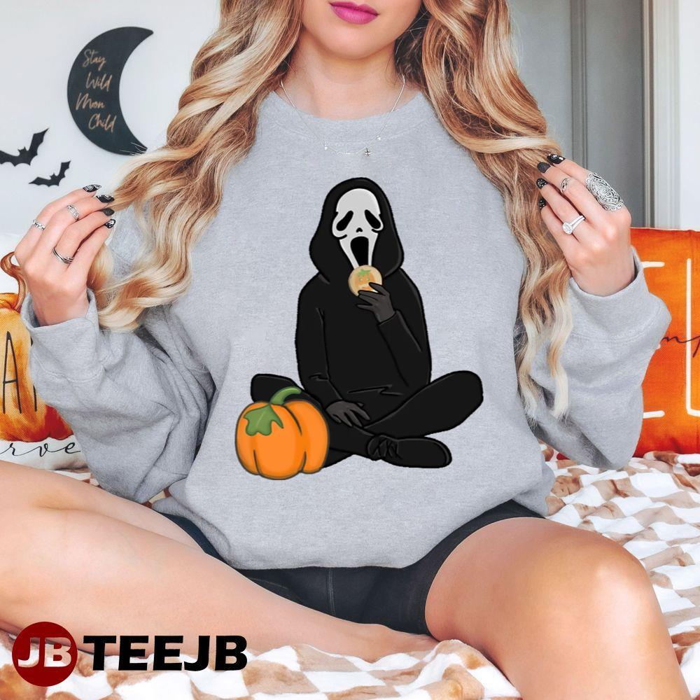 Eating Pumpkin Cookie Ghostface Halloween TeeJB Unisex T-Shirt