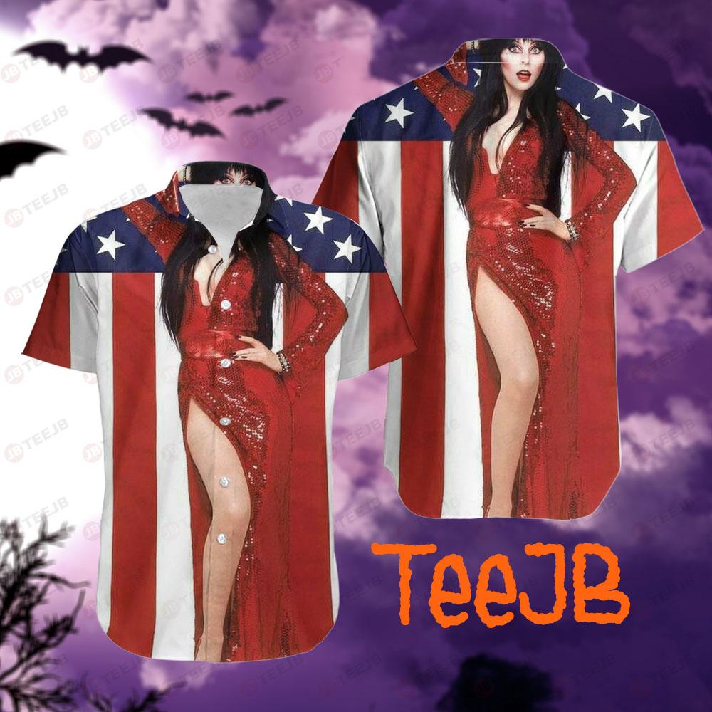 Flag Elvira Mistress Of The Dark Halloween TeeJB Hawaii Shirt
