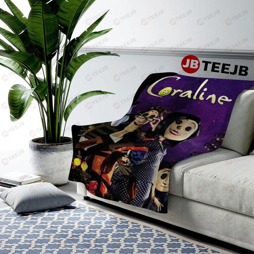 Funny Coraline Jones Halloween TeeJB US Cozy Blanket