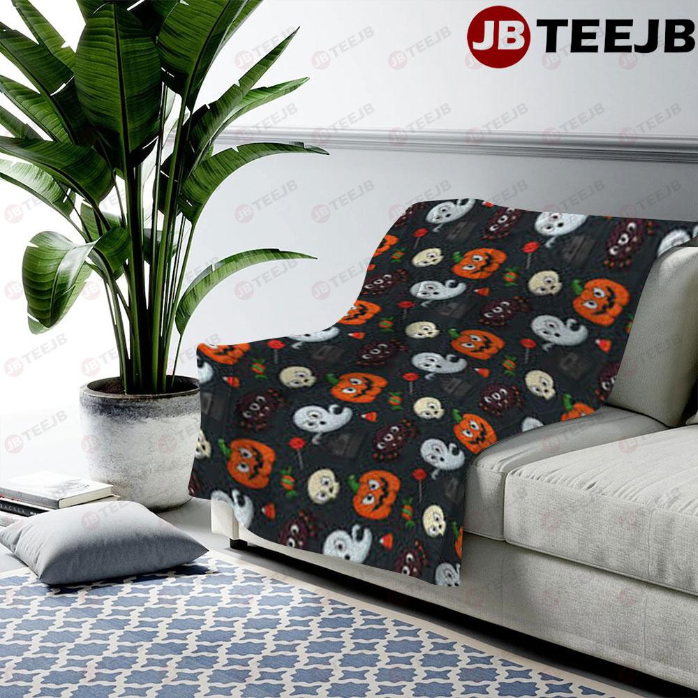 Ghosts Pumpkins Halloween Pattern 098 TeeJB US Cozy Blanket