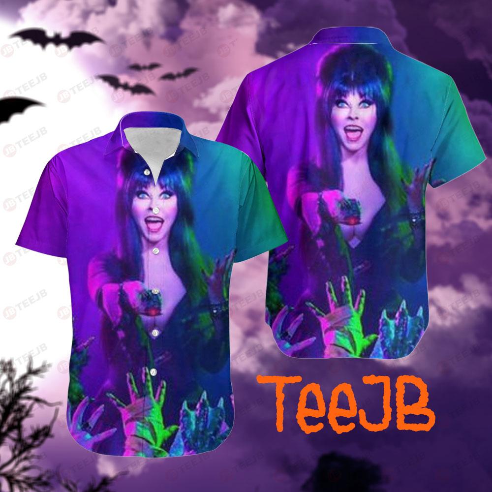 Gradient Elvira Mistress Of The Dark Halloween TeeJB Hawaii Shirt
