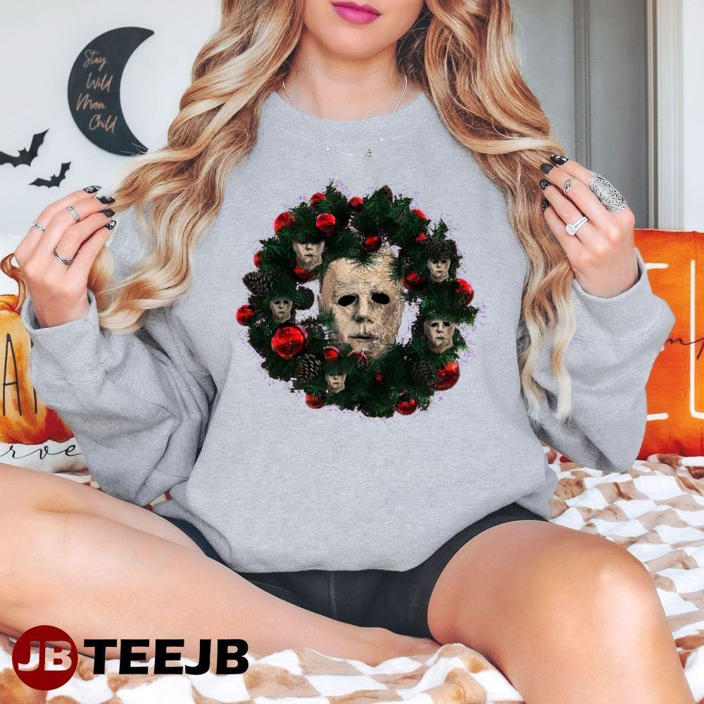 Halloween Multiface Christmas Wreath Michael Myers TeeJB Unisex T-Shirt