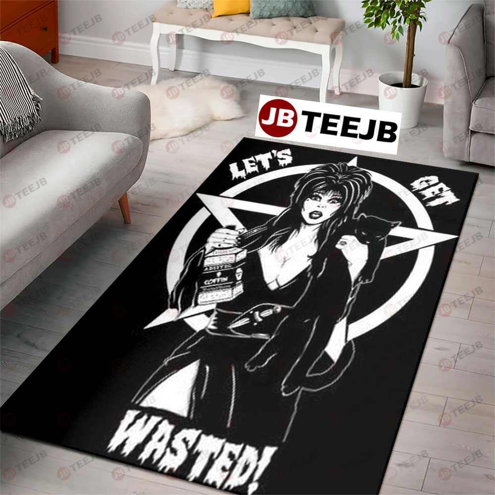 Lets Get Wasted Elvira Mistress Of The Dark Halloween TeeJB Rug Rectangle