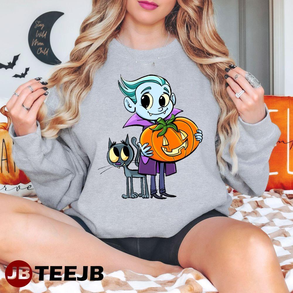 Little Dracula Holds A Pumpkin Halloween TeeJB Unisex T-Shirt