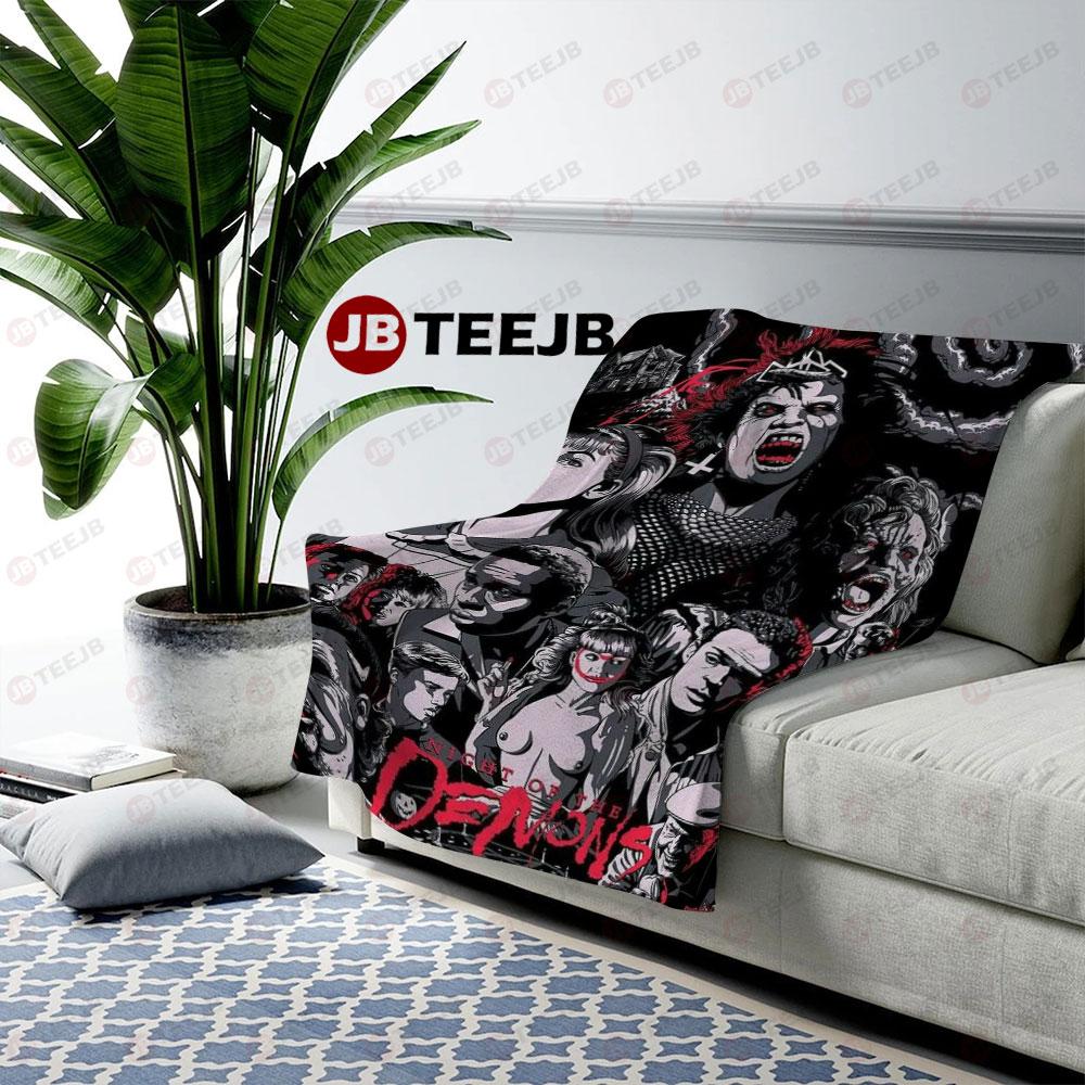 Movie Night Of The Demons Halloween TeeJB US Cozy Blanket