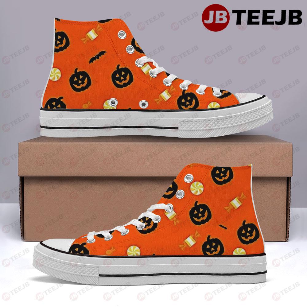 Pumpkins Halloween Pattern 022 TeeJB High Top Retro Canvas Shoes