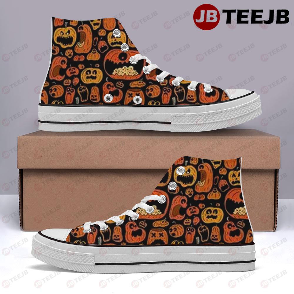 Pumpkins Halloween Pattern 028 TeeJB High Top Retro Canvas Shoes
