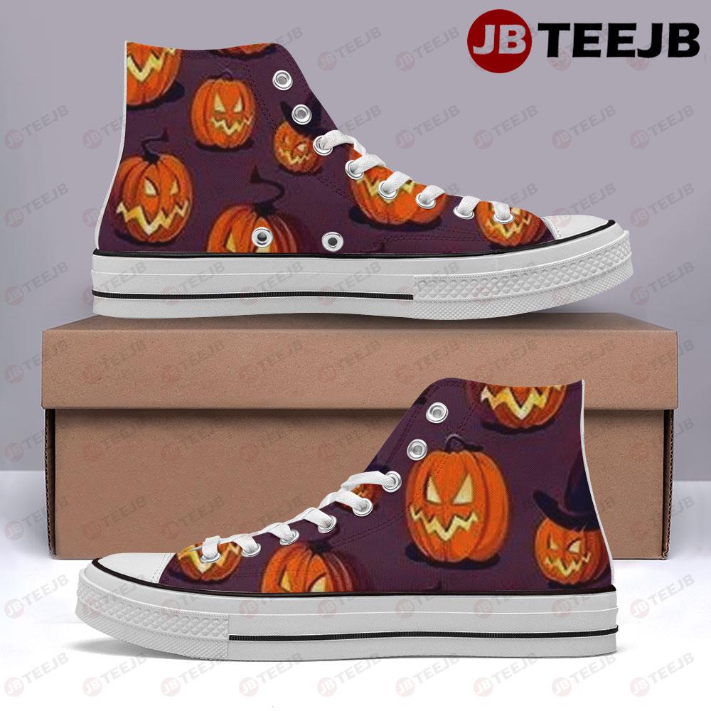 Pumpkins Halloween Pattern 036 TeeJB High Top Retro Canvas Shoes