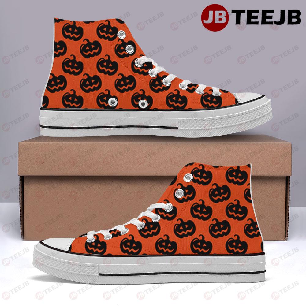 Pumpkins Halloween Pattern 107 TeeJB High Top Retro Canvas Shoes