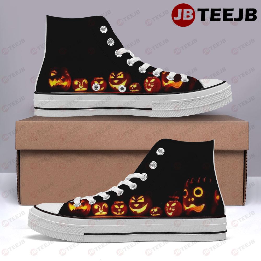 Pumpkins Halloween Pattern 393 TeeJB High Top Retro Canvas Shoes