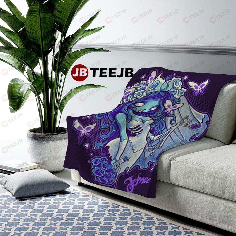 Purple Art Corpse Bride Halloween TeeJB US Cozy Blanket