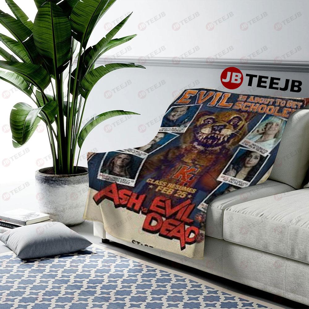 Schooled Ash Vs Evil Dead Halloween TeeJB US Cozy Blanket