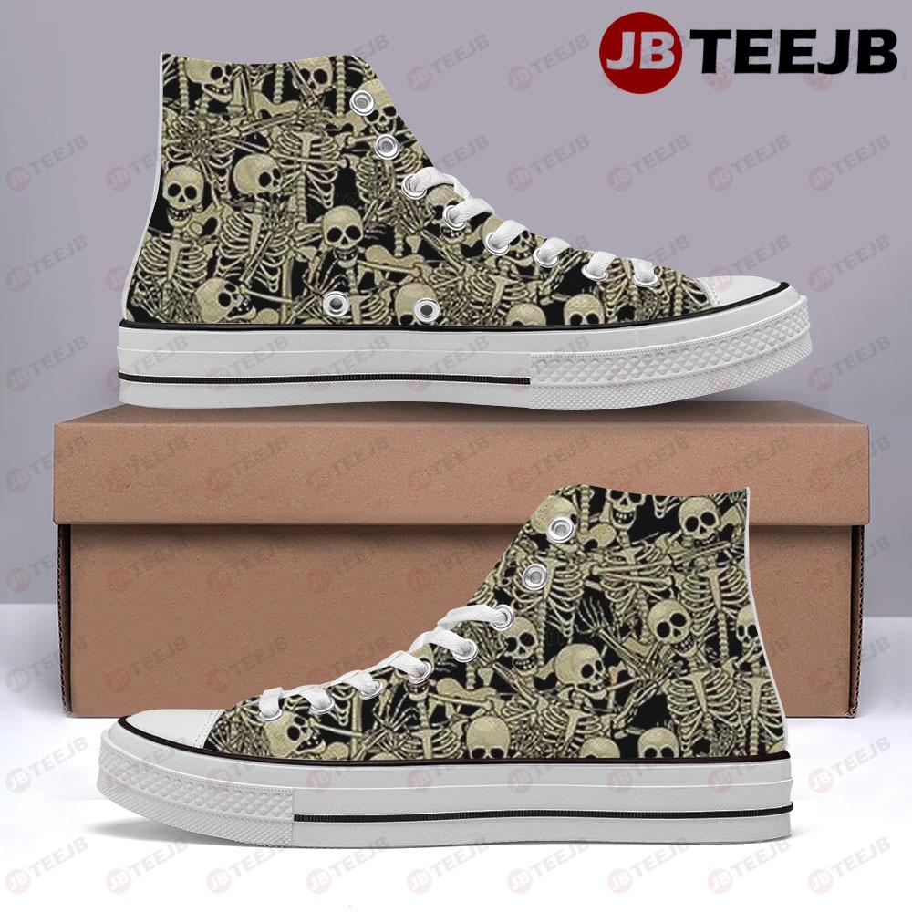 Skeletons Halloween Pattern 230 TeeJB High Top Retro Canvas Shoes