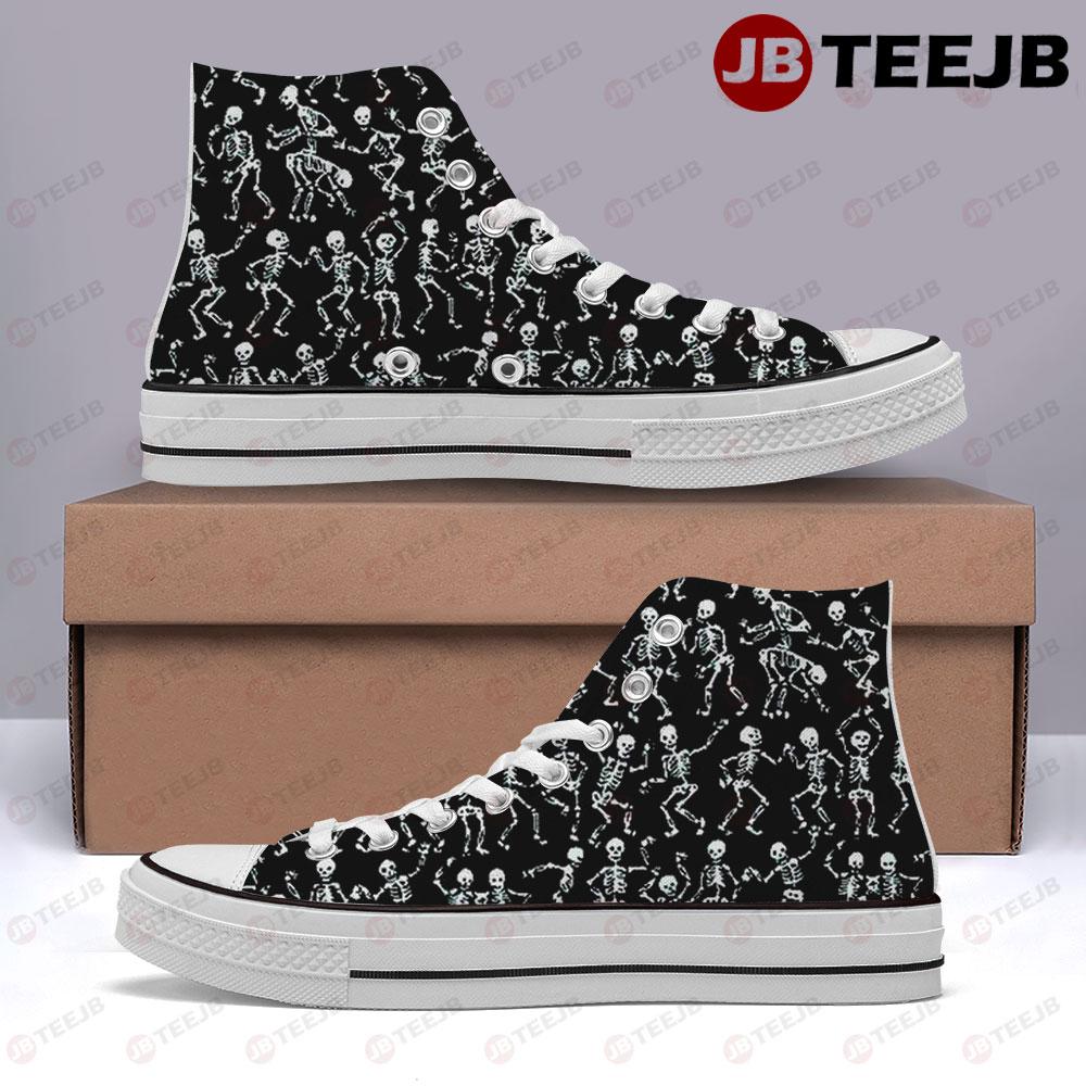 Skeletons Halloween Pattern 327 TeeJB High Top Retro Canvas Shoes