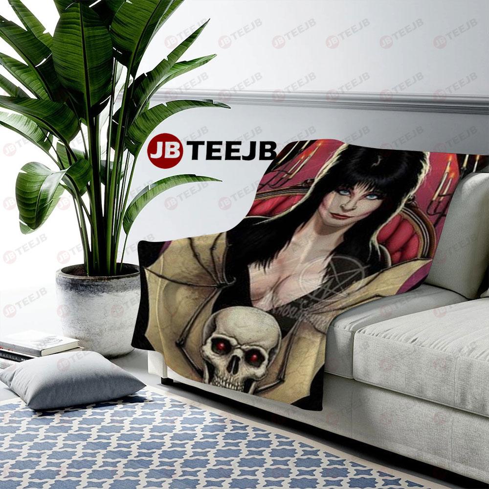 Skull With Bat Wings Elvira Mistress Of The Dark Halloween TeeJB US Cozy Blanket