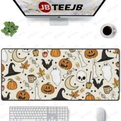 Skulls Bats Ghosts Pumpkins Halloween Pattern TeeJB Mouse Pad