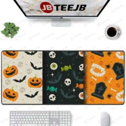 Skulls Bats Pumpkins Halloween Pattern 033 TeeJB Mouse Pad