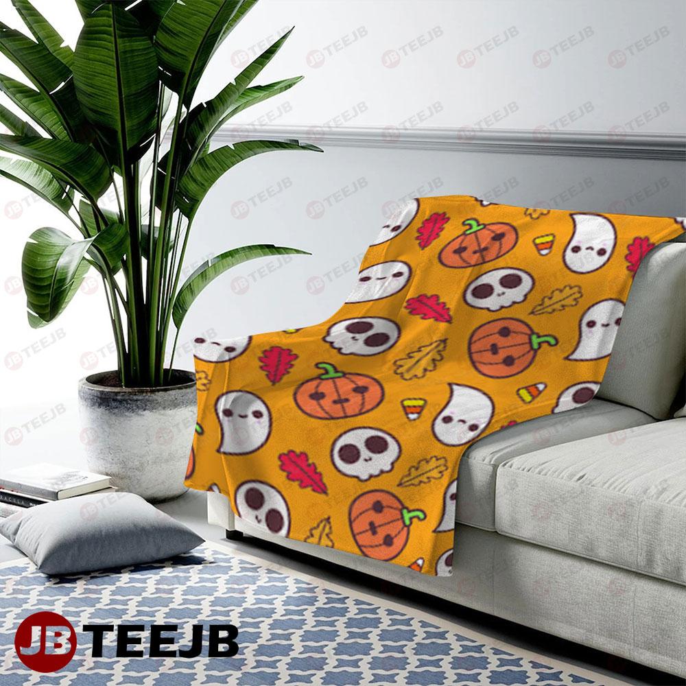 Skulls Boos Pumpkins Halloween Pattern 030 TeeJB US Cozy Blanket