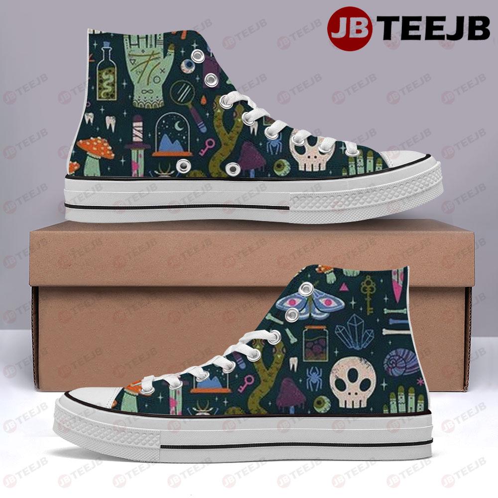 Skulls Halloween Pattern 135 TeeJB High Top Retro Canvas Shoes