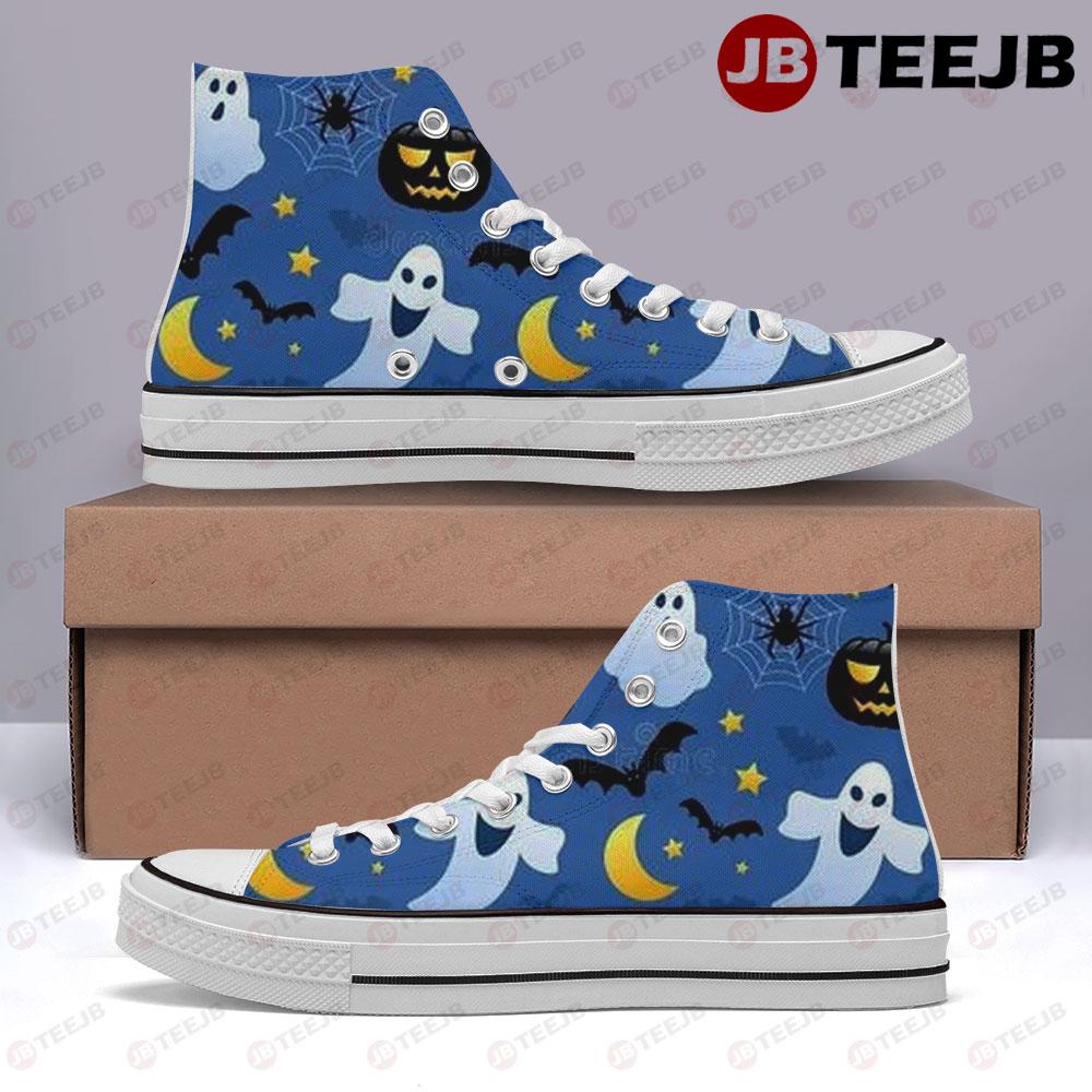 Spiders Bats Boos Halloween Pattern 121 TeeJB High Top Retro Canvas Shoes