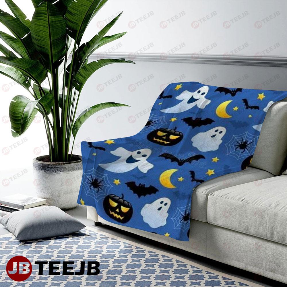 Spiders Bats Boos Halloween Pattern 121 TeeJB US Cozy Blanket