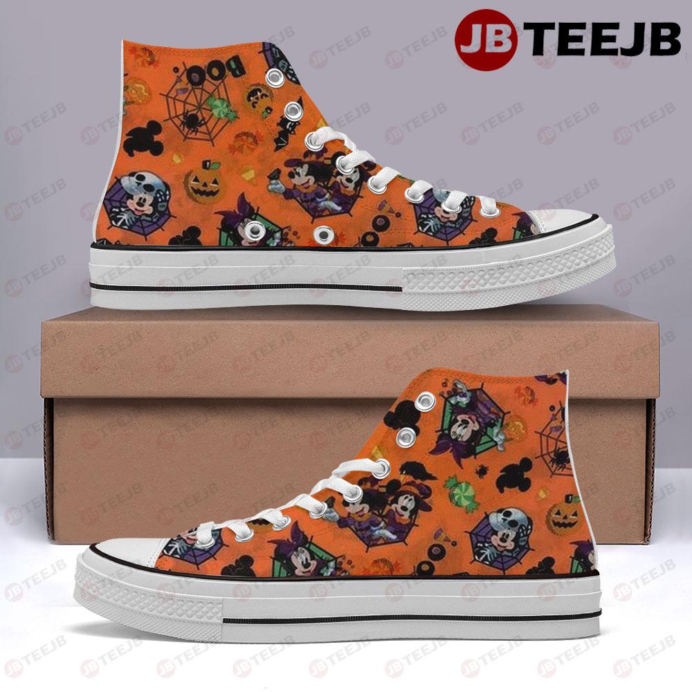 Spiders Halloween Pattern 227 TeeJB High Top Retro Canvas Shoes