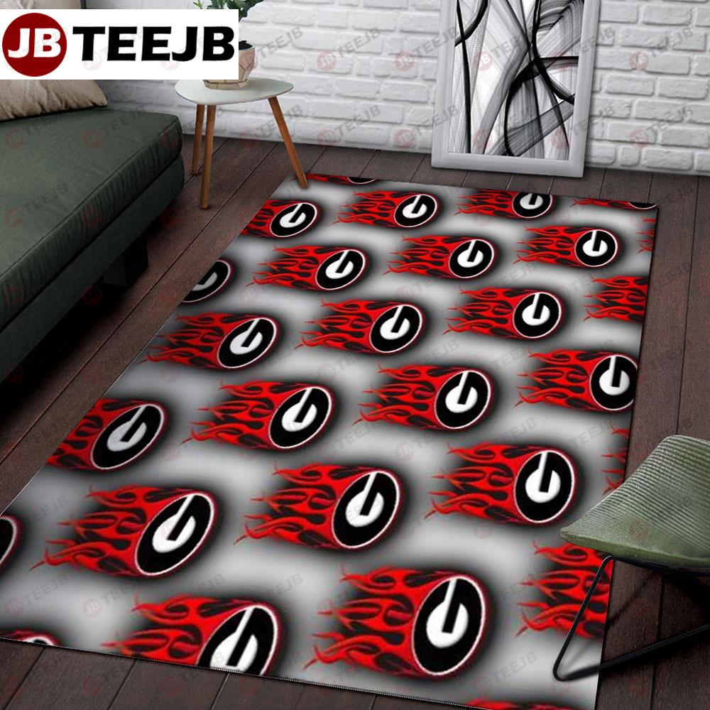 University Of Georgia On Fire American Sports Teams TeeJB Rug Rectangle