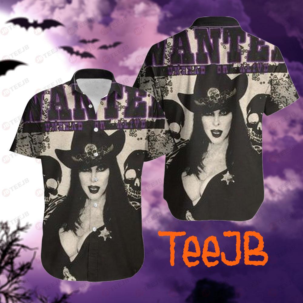 Wanted Elvira Mistress Of The Dark Halloween TeeJB Hawaii Shirt