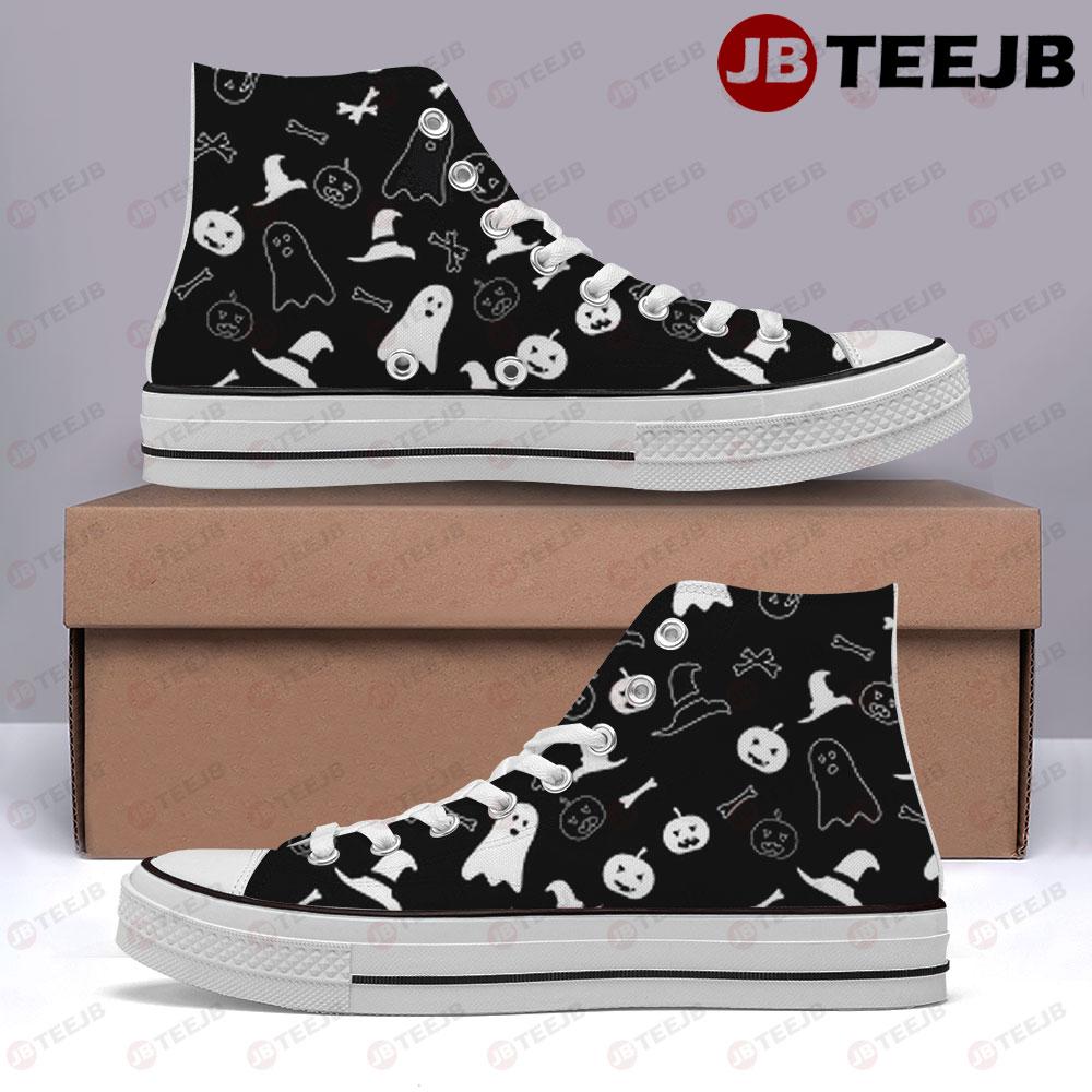 Witch Hats Boos Halloween Pattern 046 TeeJB High Top Retro Canvas Shoes
