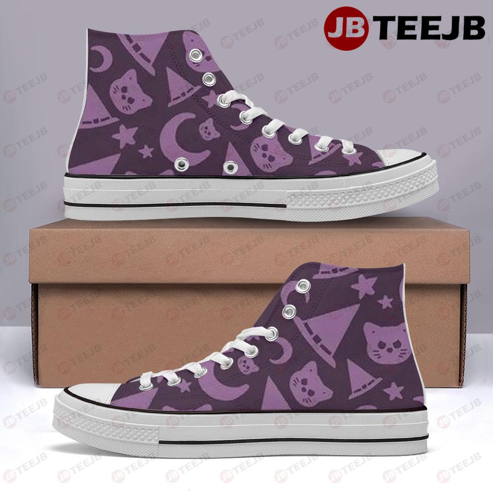 Witch Hats Halloween Pattern 310 TeeJB High Top Retro Canvas Shoes