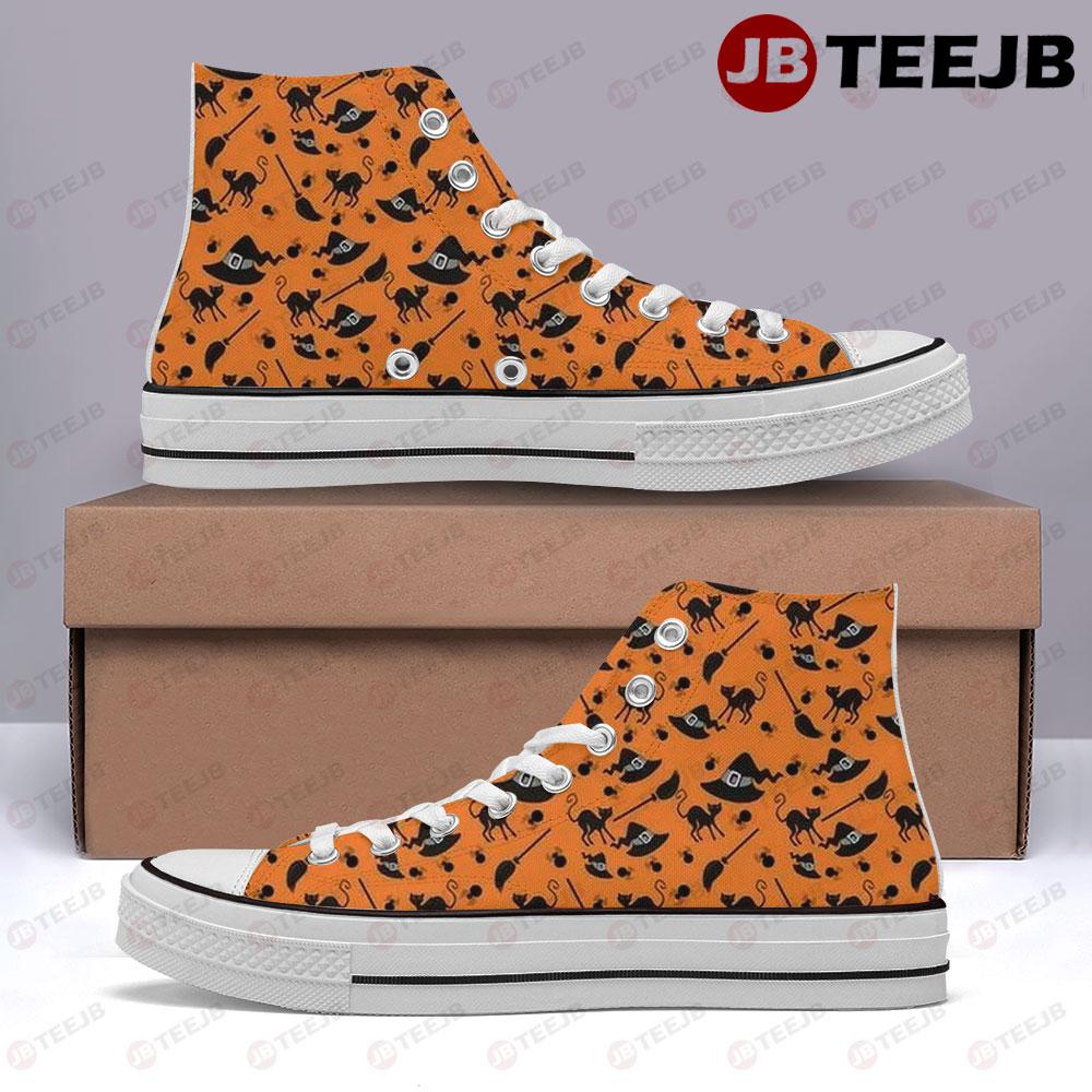 Witch Hats Halloween Pattern 342 TeeJB High Top Retro Canvas Shoes