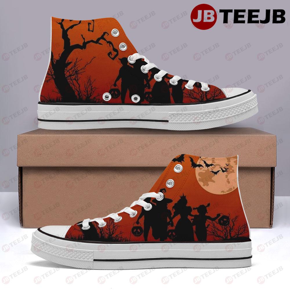 Witchs Bats Halloween Pattern TeeJB High Top Retro Canvas Shoes
