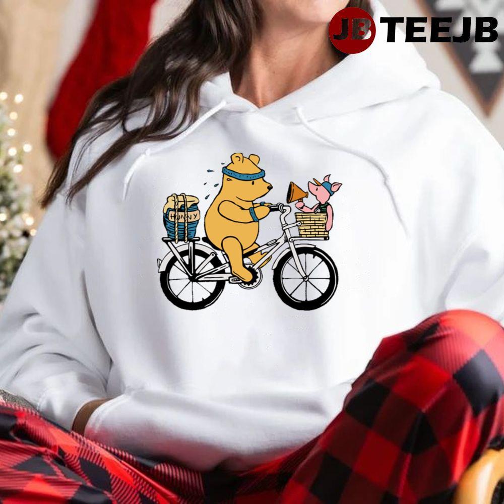 A Bicycle Built For Pooh Shop Winnie The Pooh A Very Merry Pooh Year TeeJB Unisex Hoodie