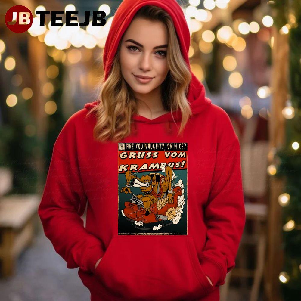 Are You Naughty Or Nice Krampus Christmas TeeJB Unisex Hoodie