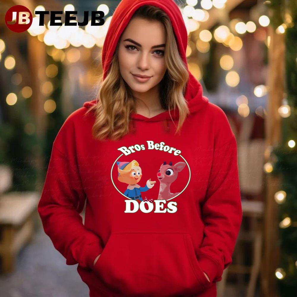 Bros Before Does Rudolph The Red Nosed Reindeer Christmas TeeJB Unisex Hoodie