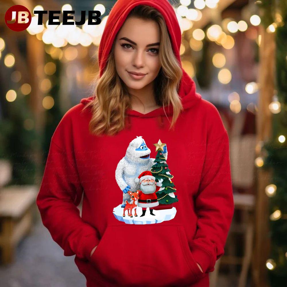 Bumble Rudolph And Santa Exclusive Rudolph The Red Nosed Reindeer Christmas TeeJB Unisex Hoodie