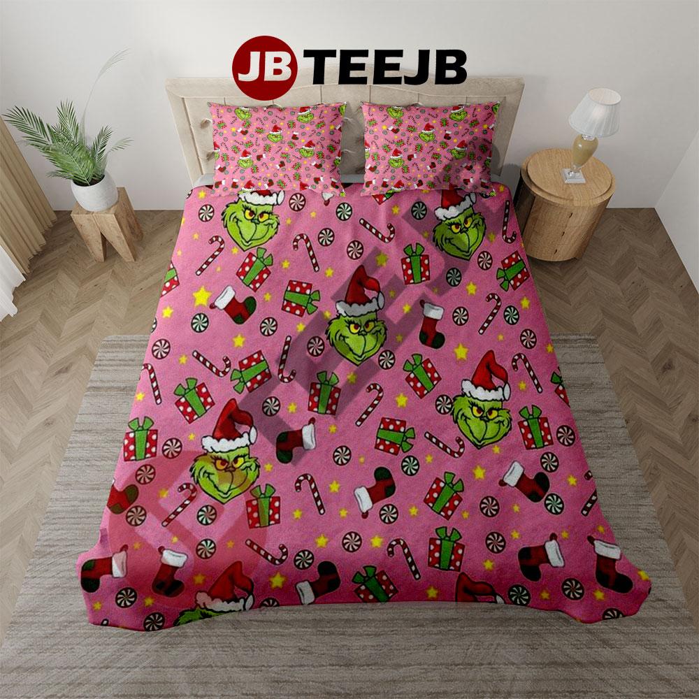 Candy With Grinch Bedding Set