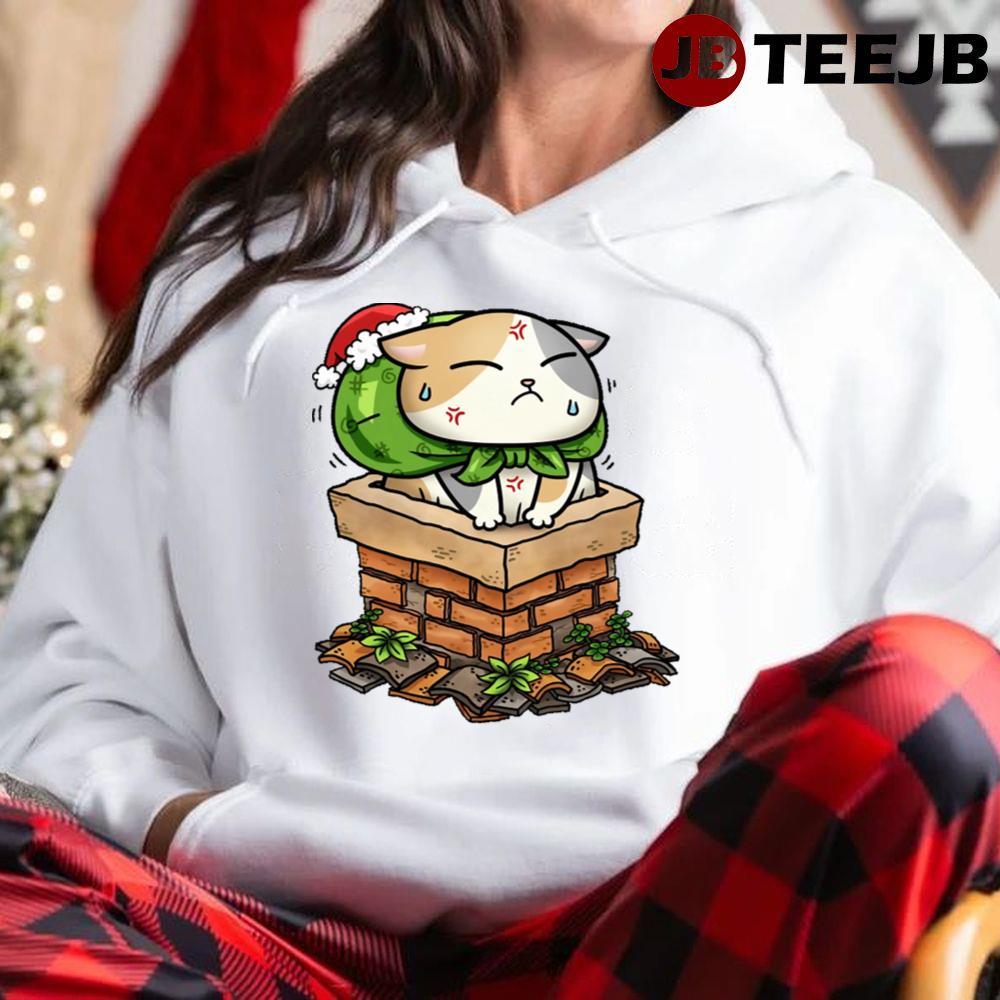 Cat Stuck In Chimney Christmas TeeJB Unisex Hoodie