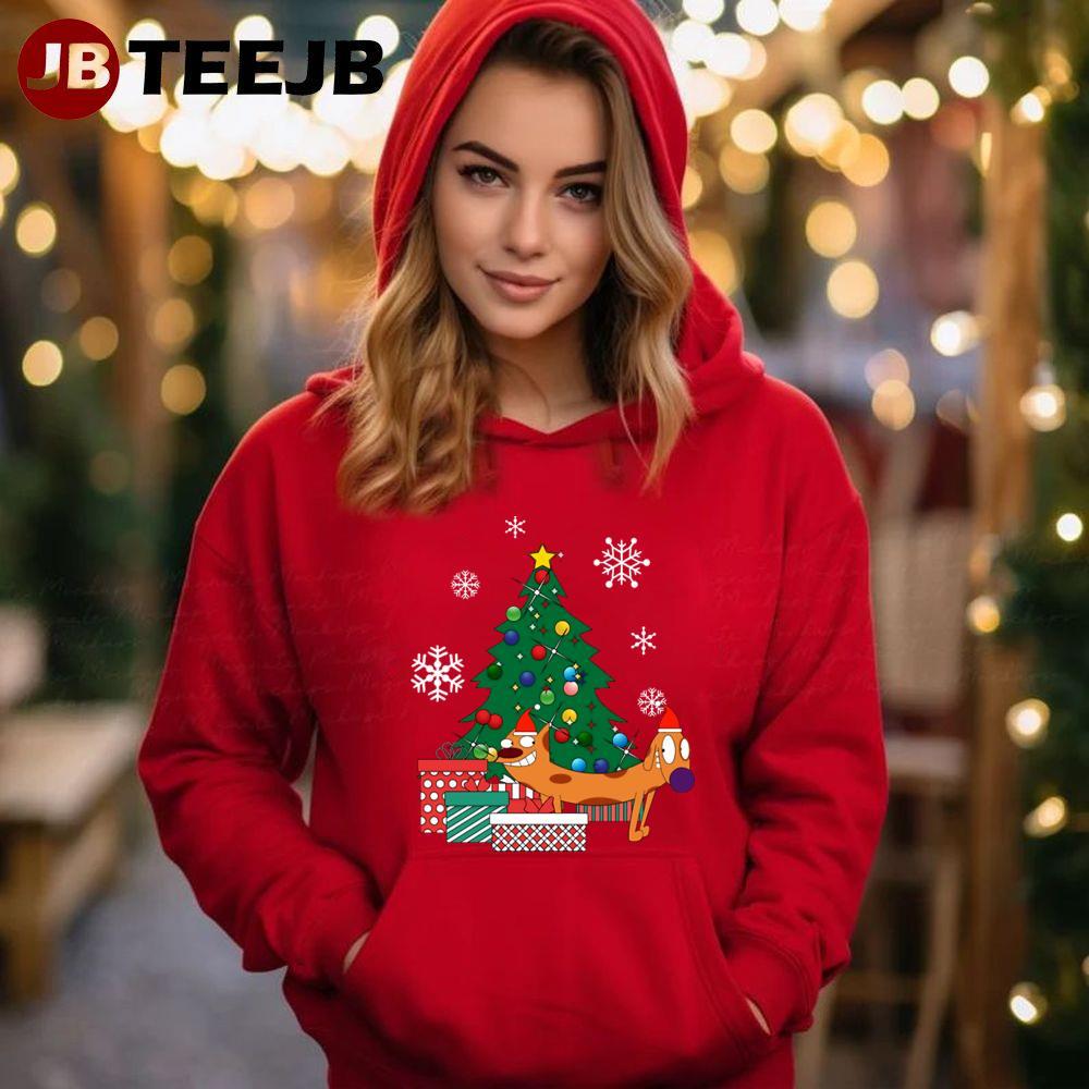 Catdog Around The Christmas Tree TeeJB Unisex Hoodie