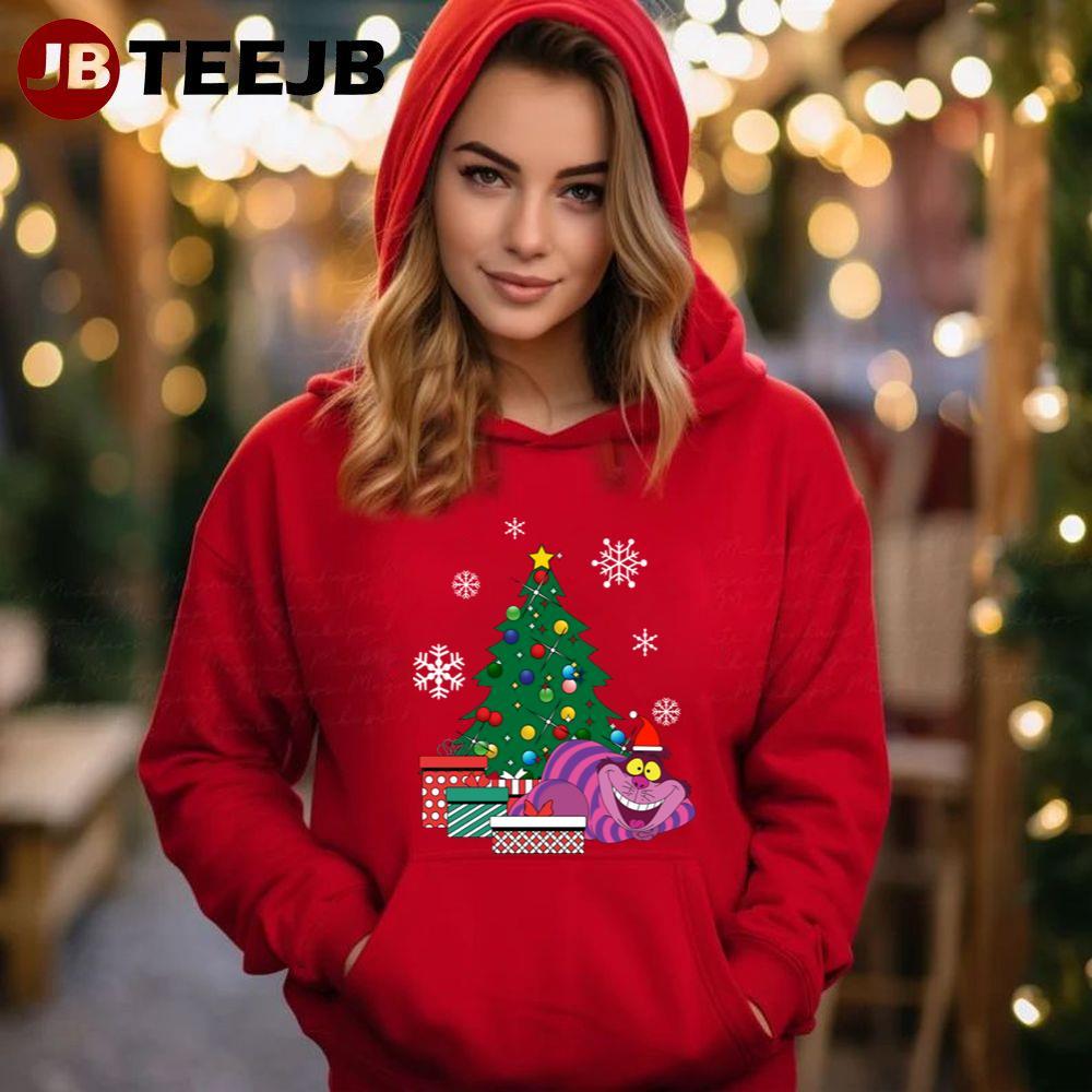 Cheshire Cat Around The Christmas Tree Wonderland TeeJB Unisex Hoodie