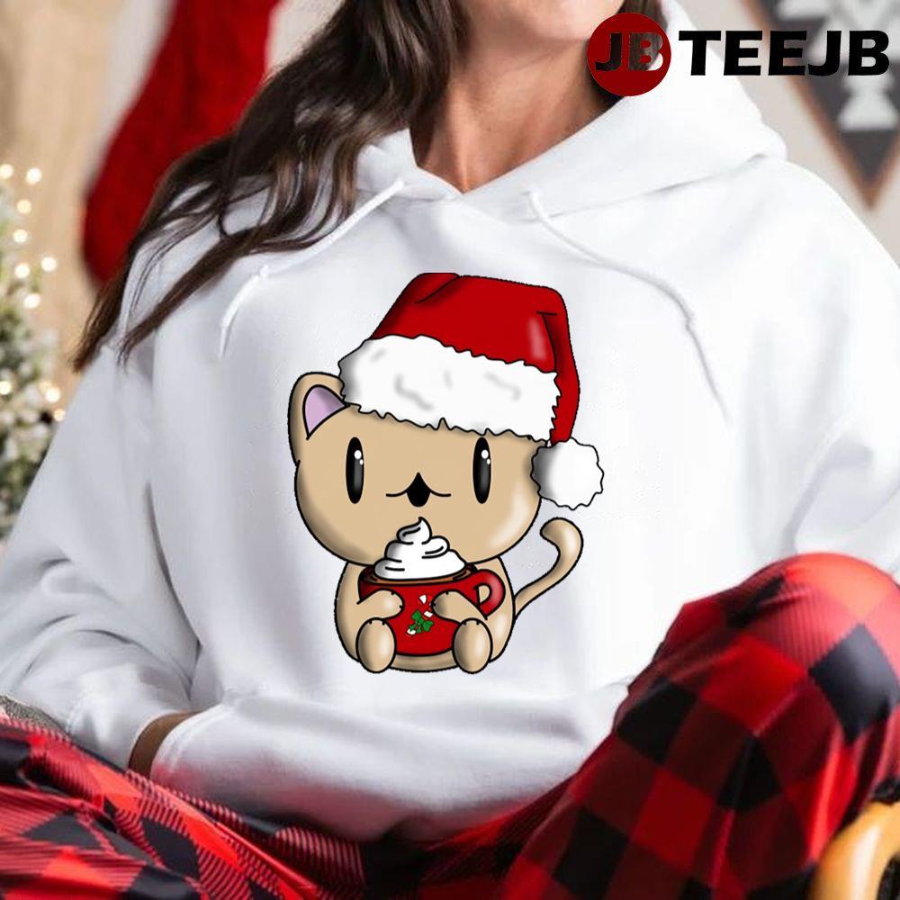 Christmas Cat Cocoa Chocolate Cute Winter Santa Manga TeeJB Unisex Hoodie