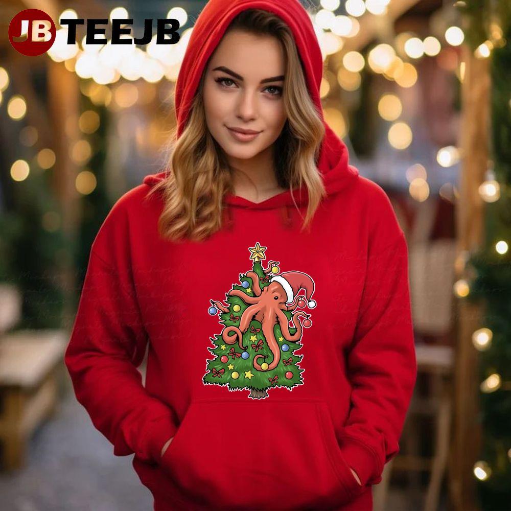 Christmas Octopus Kraken Squid Merry Christmas Tree TeeJB Unisex Hoodie