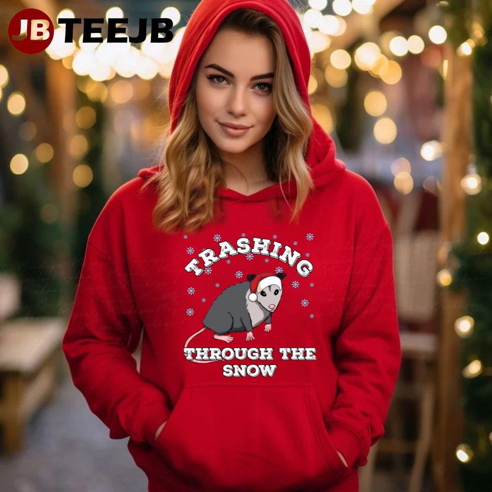 Christmas Opossum Trashing Through The Snow TeeJB Unisex Hoodie