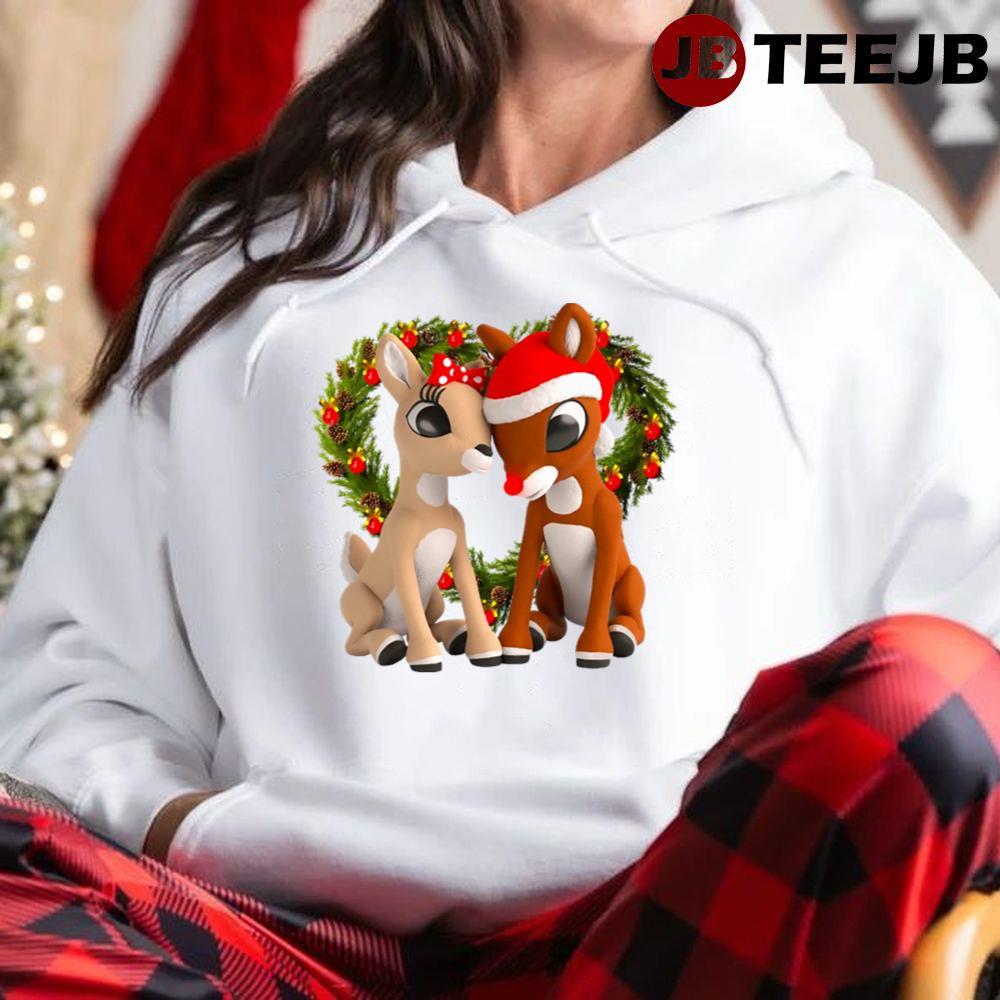 Clarice & Rudolph Rudolph The Red Nosed Reindeer Christmas TeeJB Unisex Hoodie