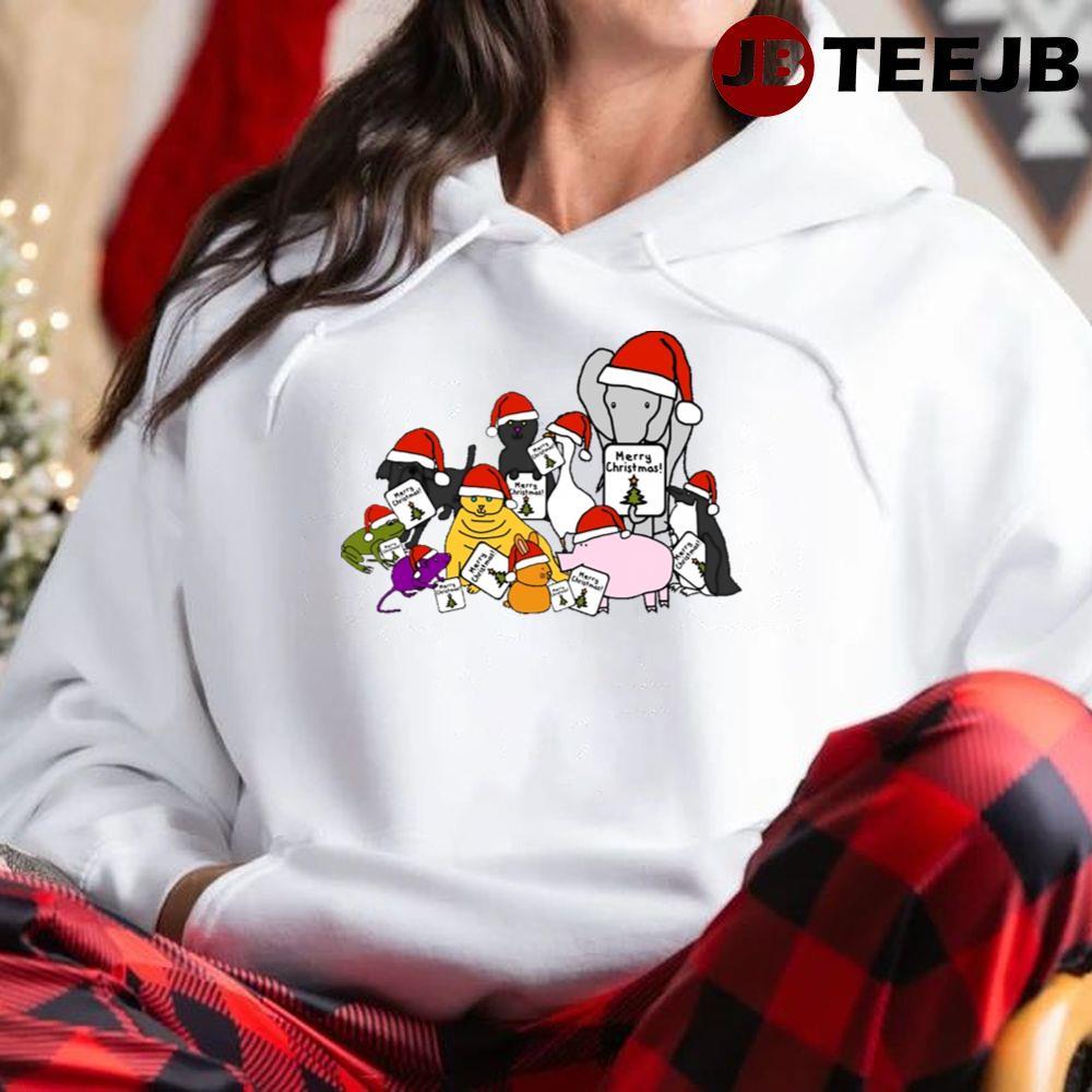 Cute Animals Say Merry Christmas TeeJB Unisex Hoodie