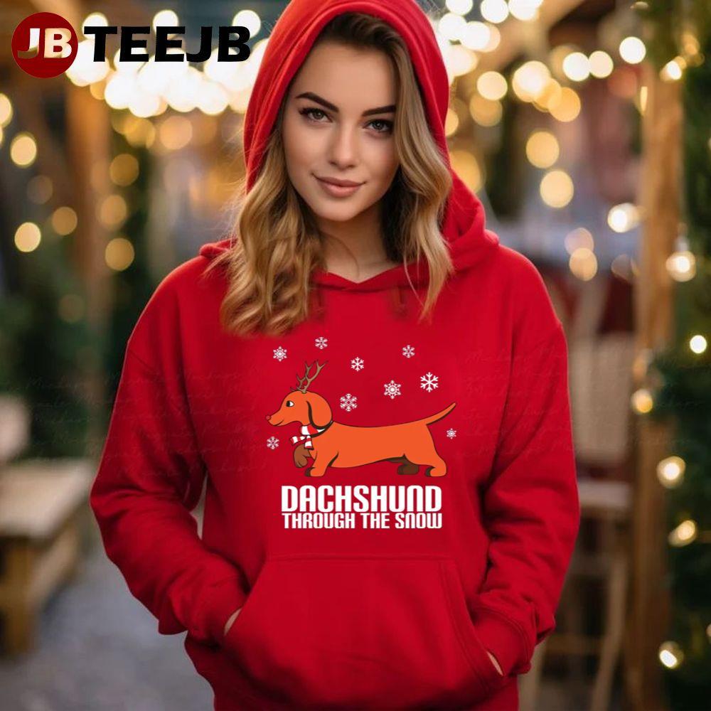 Dachshund Through The Snow Ugly Christmas Funny TeeJB Unisex Hoodie